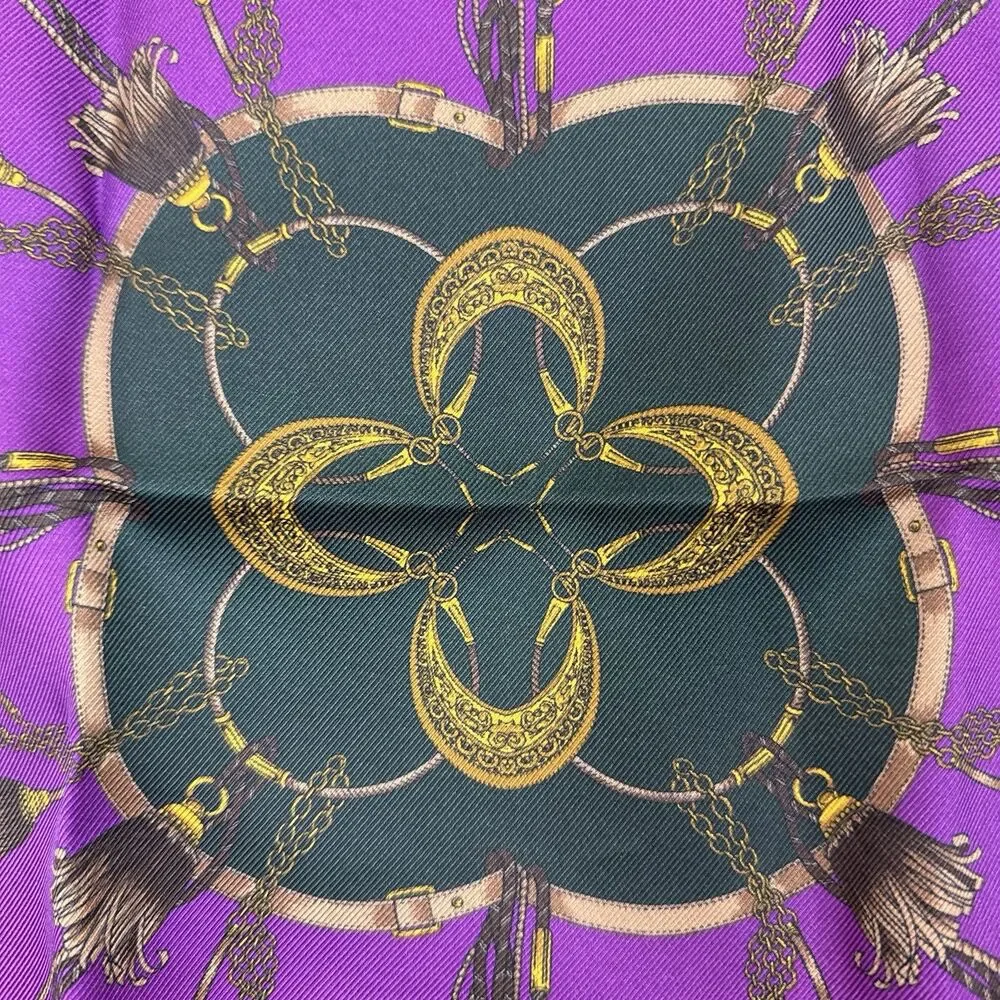 Veronica Beard Silk Square Scarf Green Purple Cream Floral Gift Box Included